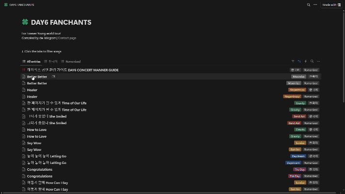 DAY6 Fanchant compilation